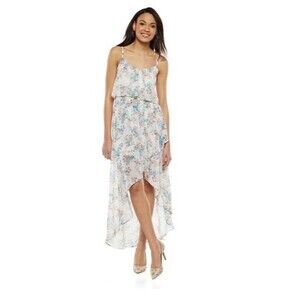 Disney Dress Cinderella White Blue Floral High-Low Summer Womens Size S